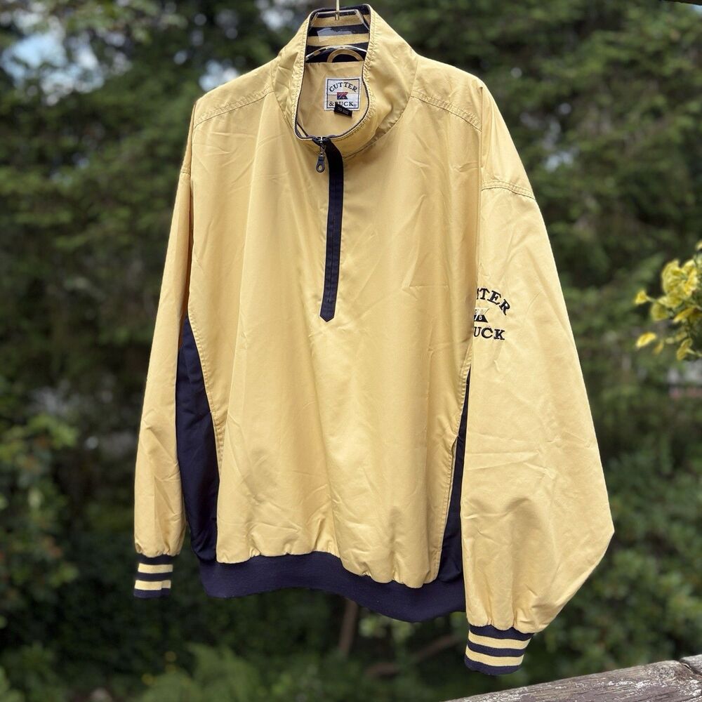 Cutter & Buck Men's Jacket Size Large Full Zip Windbreaker Climaguard Yellow